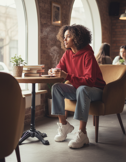 White & Red Plain Hoodie