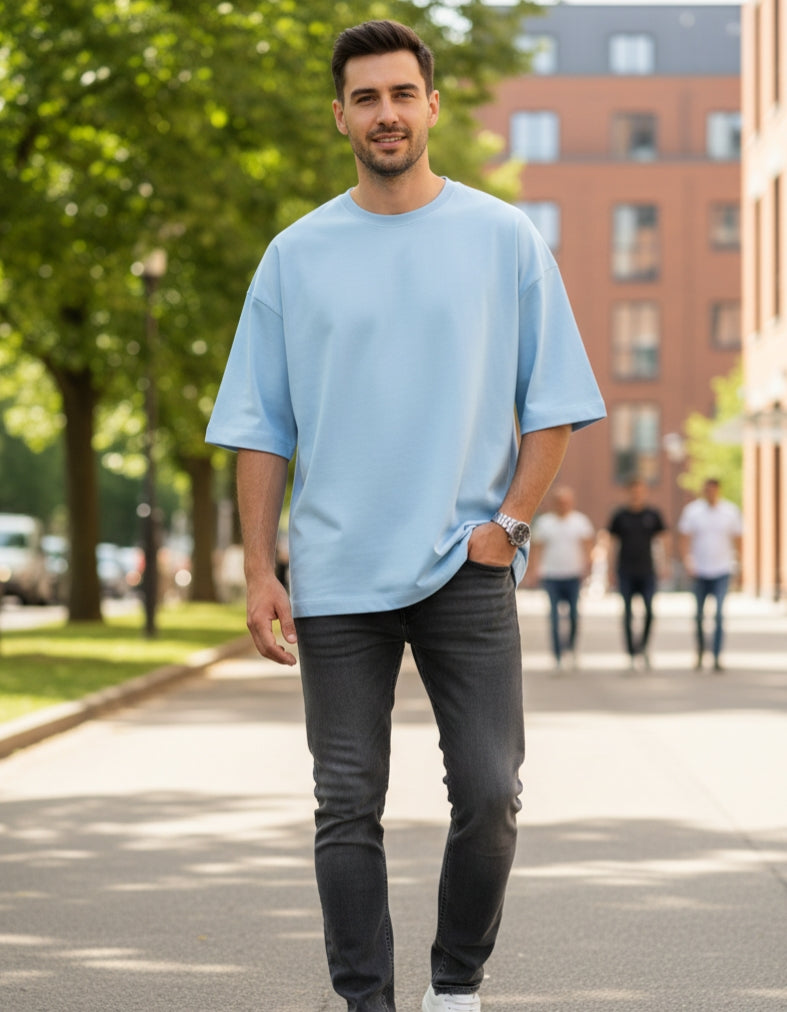 Baby Blue Plain Oversized t-Shirt